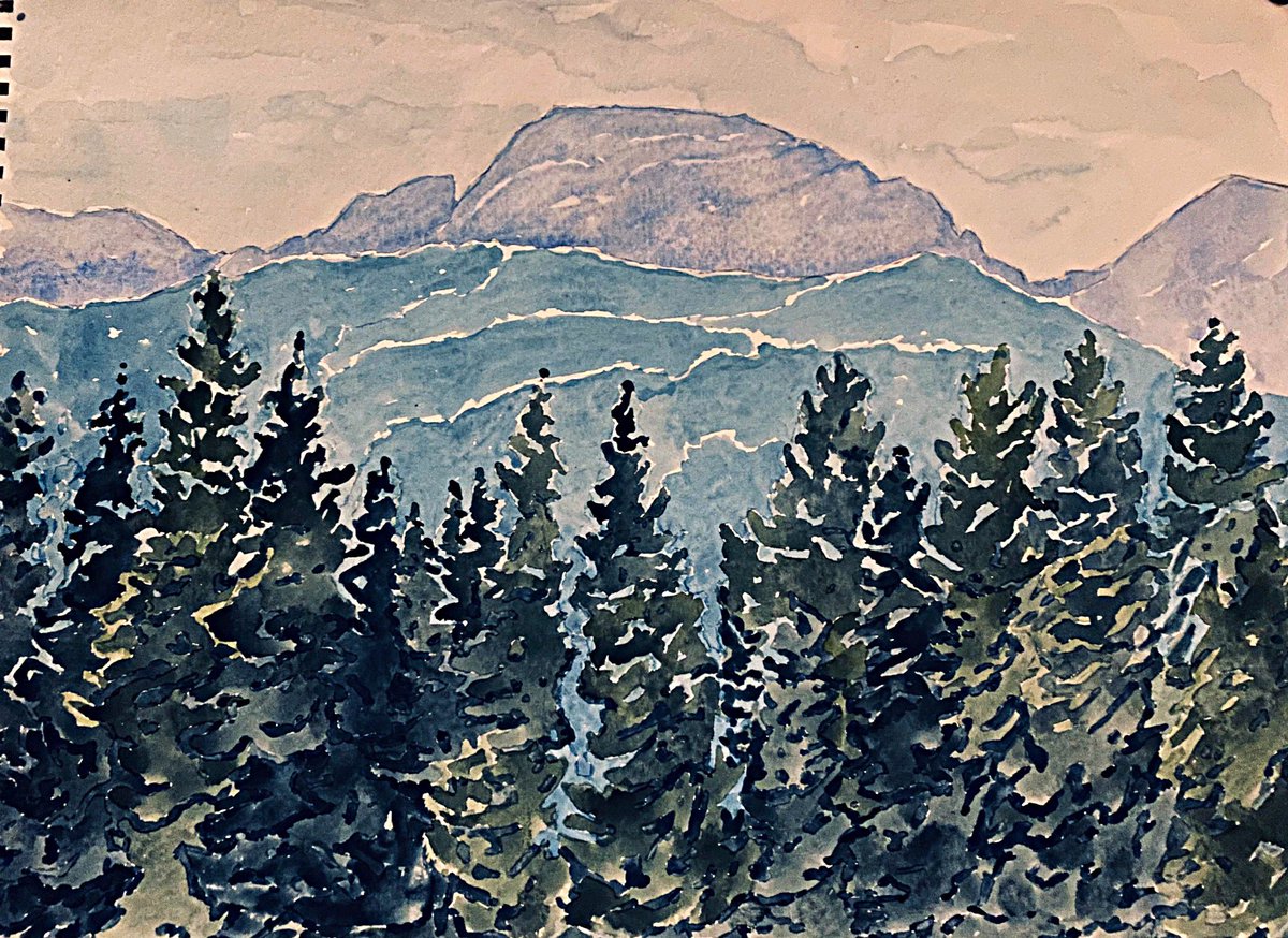 I always have my head in the mountains...Longs Peak watercolor #14er #colorado14ers #watercolorpainting #ArtistOnTwitter #coloradoartist