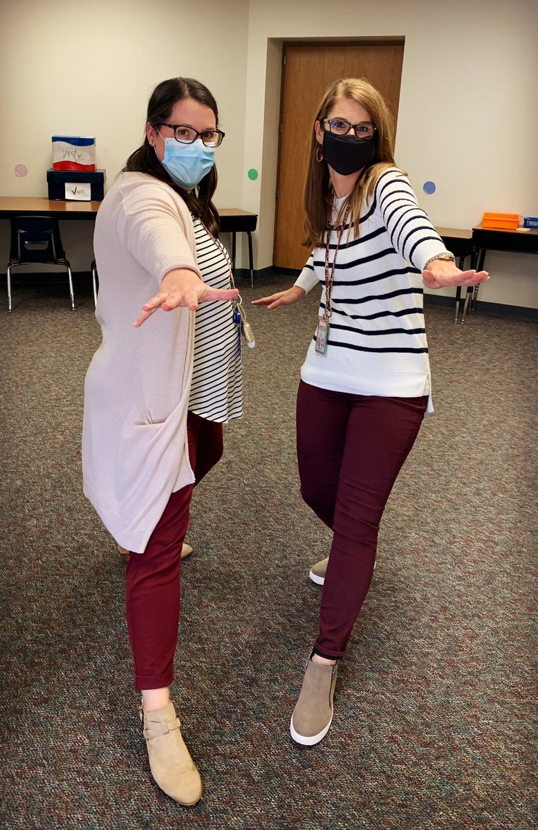 AmyConesMath's tweet photo. When you and your awesome co-worker are twinning, you gotta strike a pose and have your picture taken!  @MrsMayerCPES 😊🙌🏼 @TISDCPES https://t.co/H3jLNDBy6F