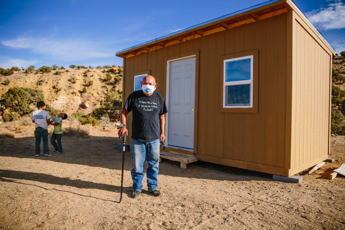This is Tom of Black Mesa, AZ with his grandsons and new temporary dwelling for safe isolation, built by CORE.
Since June, our team has built 77 homes for the people on Navajo Nation.