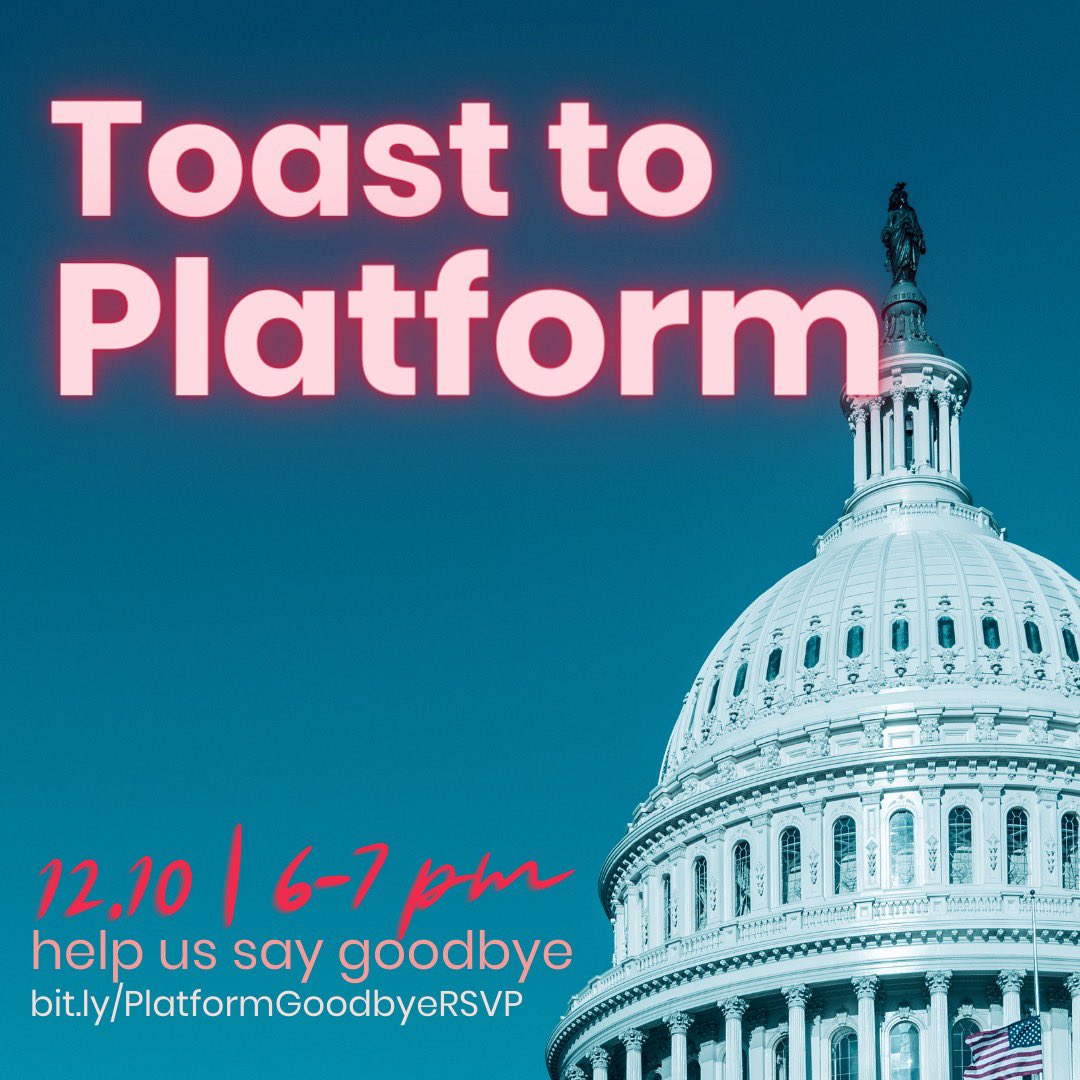 For the past two years, I’ve been honored to do good work with @PlatformWomen, teaching femme-identifying folks how communicate with their elected officials. Bittersweetly, we’re closing Platform’s doors. Join us for our last two events ♥️