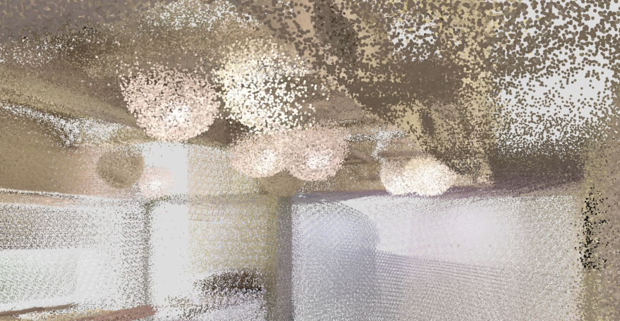 ...you really need to move slowly and keep focus on detailed areas (anything too samey of a color, like a wall or ceiling, will lose tracking). Nearly every scan I tried to loop around back to start showed an offset.2) Point cloud scans rock, but a hassle to turn into a mesh...