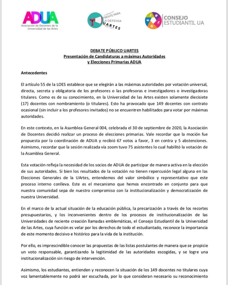 Consejo Estudiantil UArtes tweet media