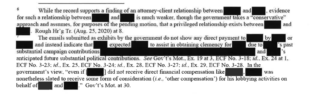 Interestingly, the doc doesn't mention the crime-fraud exception (no privilege when the attorney-client communication is in furtherance of a crime.) Looks like there were two sets of attorney-clients. (Where do they find these lawyers?? Aren't there enough lawyer jokes?)4/