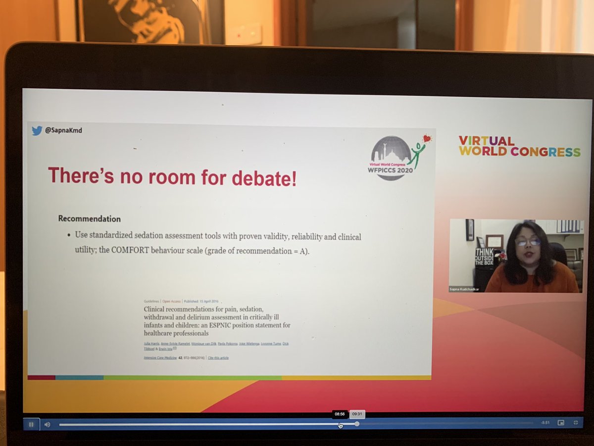 ongsoomay's tweet photo. So many gems on #pedsicu #analgosedation @SapnaKmd 
☑️ validated assessment scores key
☑️ the entire inter professional team needs to be educated
☑️ must use the scores as part of our daily assessment
☑️ team effort!

Ps: also loving that I can pause talks to tweet! #wfpiccs20 https://t.co/gMLU5g9jBc