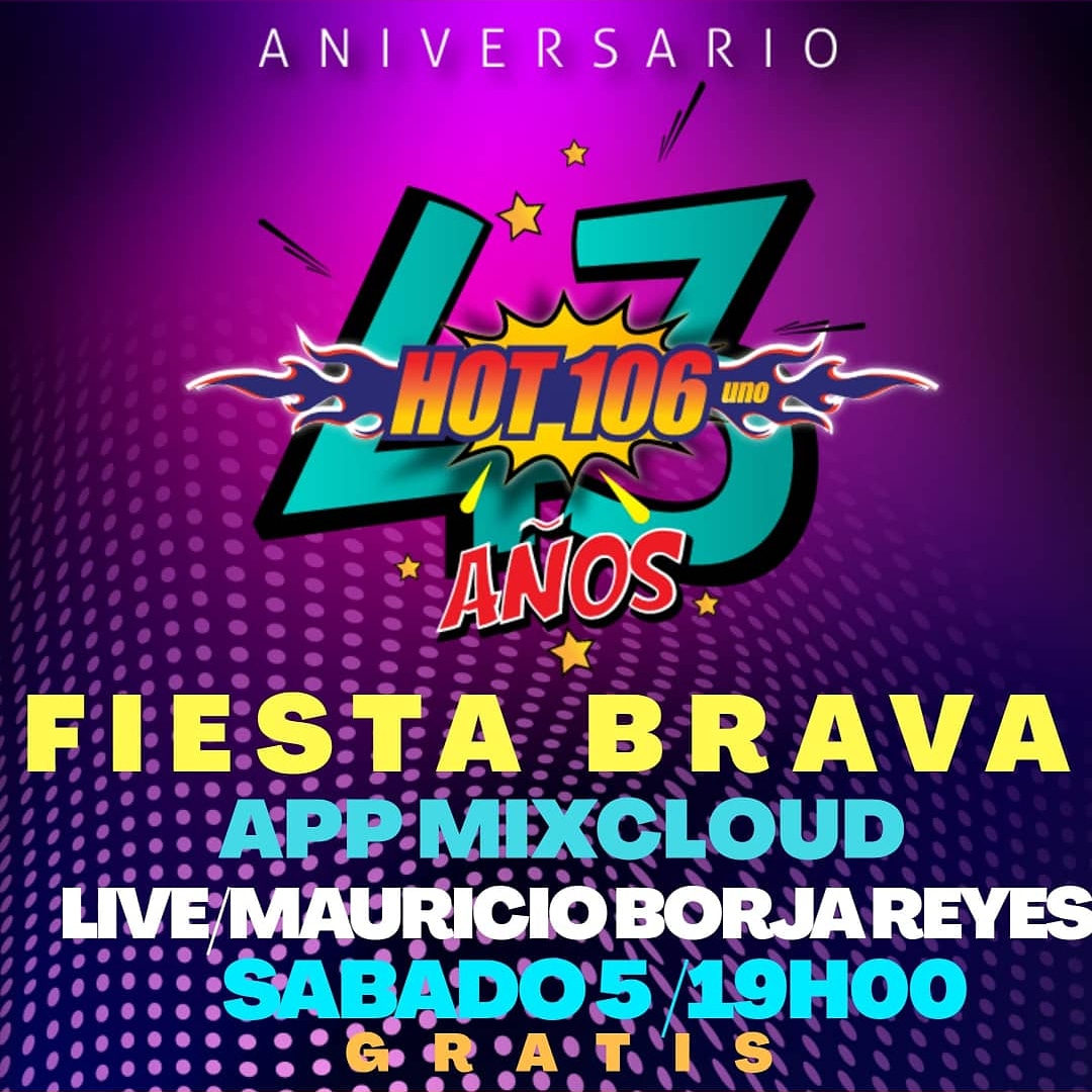 Este sabado 5 de Diciembre celebra con nosotros los 43 años de Hot 106 Radio fuego.. Gymkanas, Serenatas y la fiestas virtual (Video mix /mixclaud) GRATIS... HOT 106 RADIO FUEGO 43 AÑOS.. TODO EL TIEMPO, MEJOR RADIO. #HOT106FUEGO43AÑOS