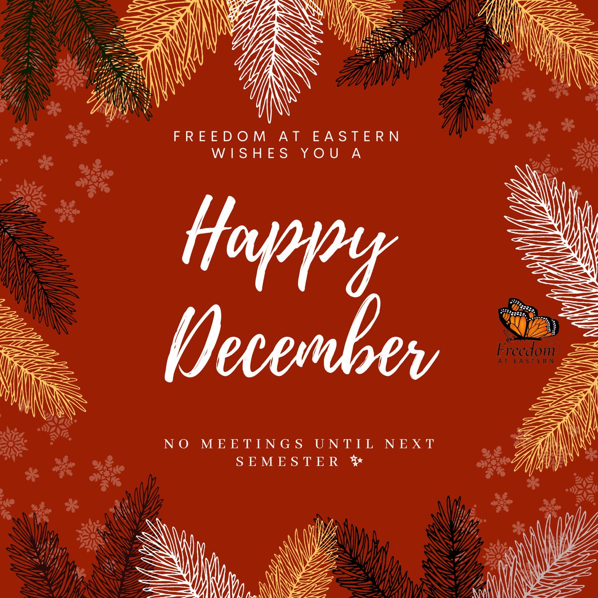 FreedomEastern's tweet image. We’ve decided to cancel our final meetings to give everyone more time to work on their assignments and dedicate their efforts towards their classes. However, we are still here for you! We’re only a DM or an email away ✨ have a safe month and happy holidays! 
Love, Freedom 💛
