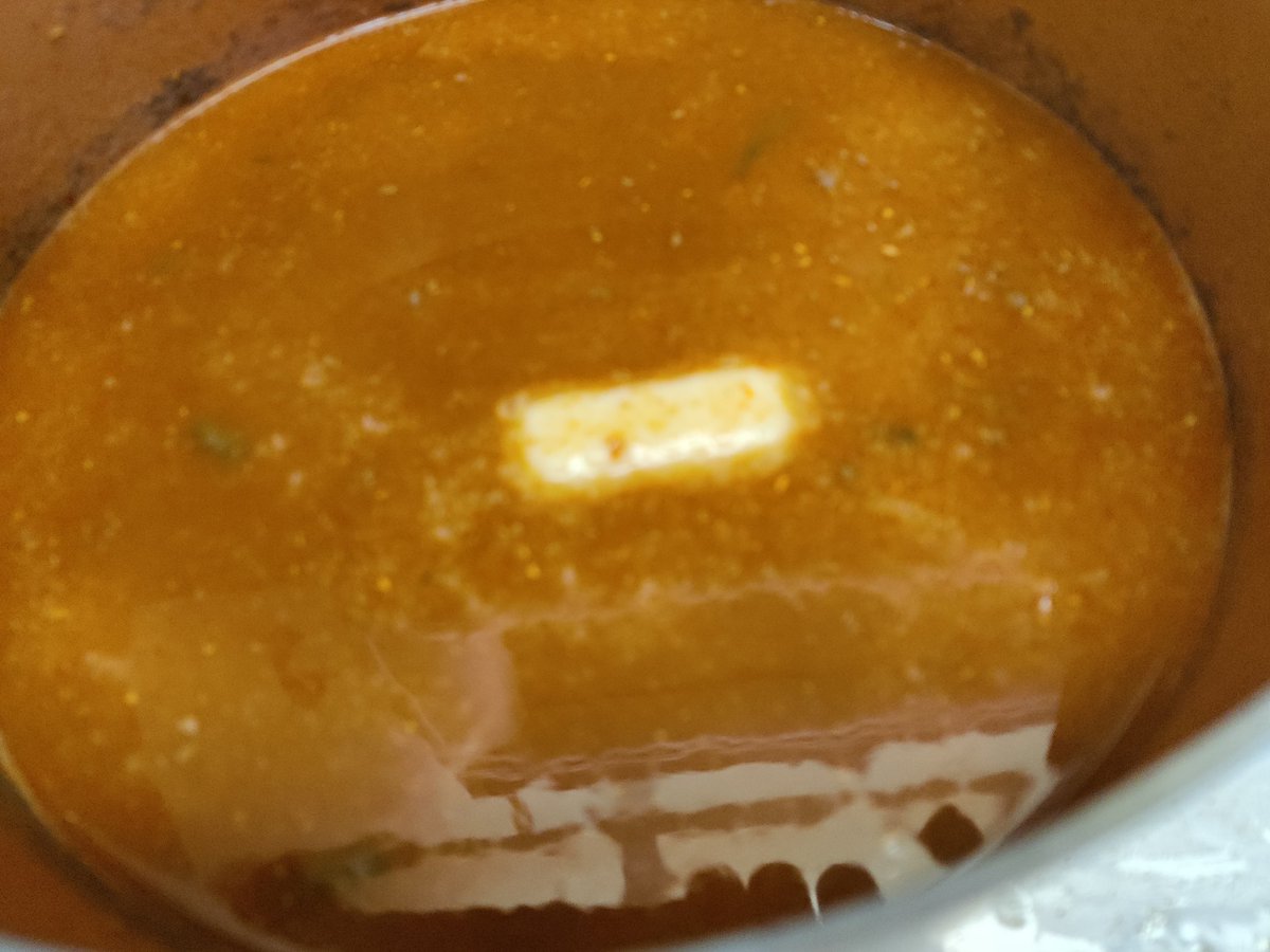 Once cooked, add this with a dollop of butter to the dal. Mix. Watch your dal get a gorgeous red colour.