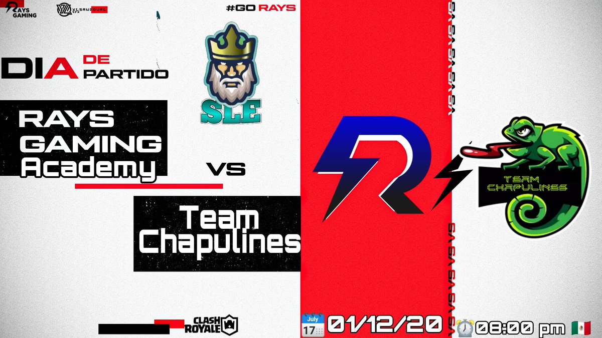 🔰Noche de Partidos🔰
Esta noche nuestra Academy tratará de sumar más puntos en la #SLE, pero esos chapulines no se dejarán derrotar tan fácil 😱

🏆 @SLE_GG1
🆚 <a href="/teamchapulines/">Team Chapulínes</a>
🗓️1/12/20 ⏰10:00 pm 🇲🇽
🗣️ <a href="/HermeAlexis0811/">RG| Alexis🇲🇽</a>

Mucha suerte chicos 🤗
#GoRaysGamin🇲🇽❤️