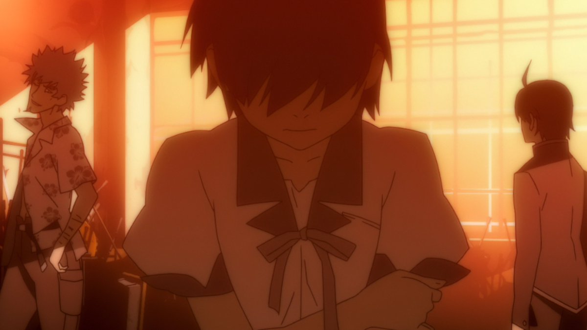 While the dialogue does an amazing job of portraying the emotional tension of the scene, I love the small details that that perfectly illustrate just how hateful, yet ashamed and guilty Kanbaru feels about the entire situation.