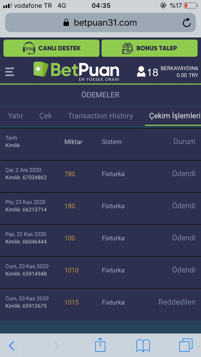 #BetPuanCekim teşekkürler <a href="/BetPuan/">BetPuan</a> 5 dakikada hesapta 
berkayaydin6