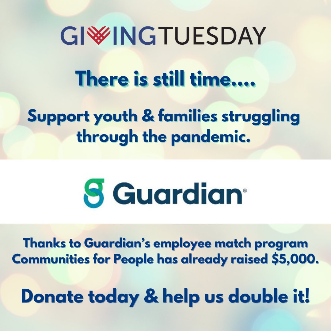 There is still time to make a donation for Giving Tuesday!  All donations will provide families  critically needed #basicneedsitems, #emergencyshelter, and #housingsupport.  Donate at communities-for-people.org/giveback/ Thank you to <a href="/guardianlife/">Guardian Life</a> !#guardianemployee #guardianforgood #giveback