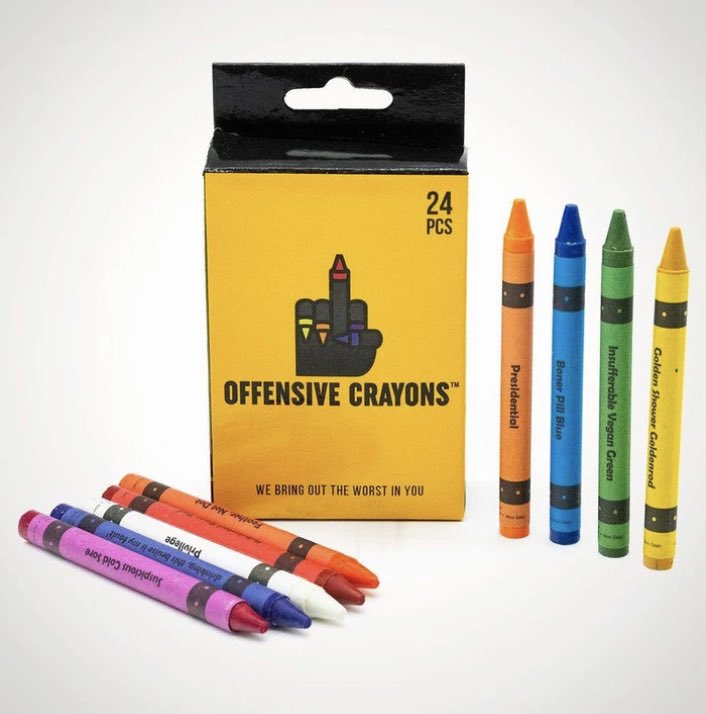 Only a few more days. Unlock the rainbow of Insufferable Vegan Green, Boner Pill Blue, White Privilege and more with Offensive Crayons at CarollaDrinks.com #AdamsMonthlyNut