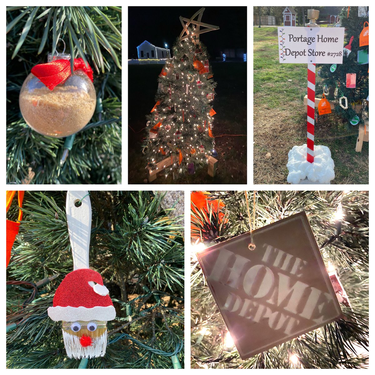 <a href="/HomeDepotKzoo/">Home Depot Portage</a> getting into the Christmas spirit. Head over to celery flats and check it out! Some of our amazing talented associates made this happen. Shout out to Matt S &amp; <a href="/ShariM_kzoo/">Shari</a> for the handmade ornaments and Ken and Kenzie for helping me brave the cold and decorate it.
