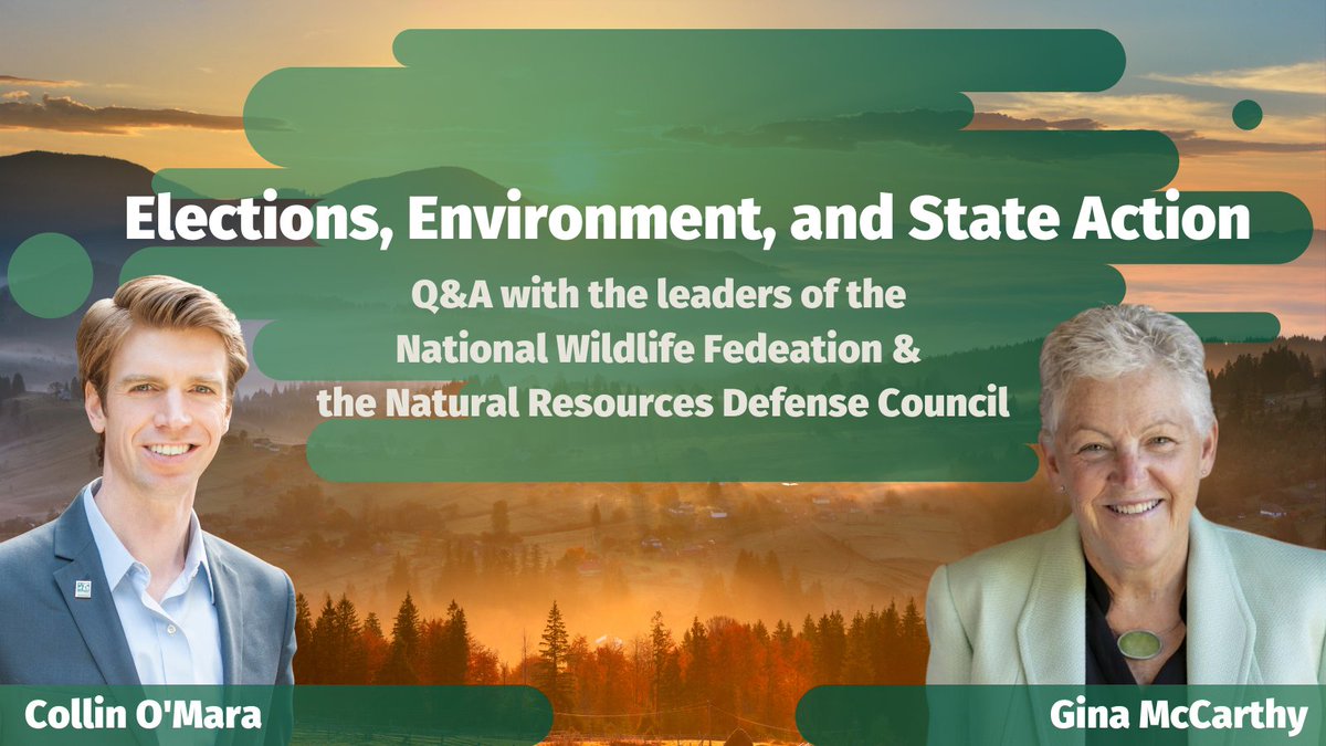 National Wildlife Federation (@nwf) on Twitter photo Want to learn about federal & state action on climate and environmental protection for people & wildlife?
Join the State Environmental Leadership Network for a Q&A with <a href="/NWF/">National Wildlife Federation</a> CEO <a href="/Collin_OMara/">Collin O'Mara</a> & <a href="/NRDC/">NRDC 🌎🏡</a> CEO <a href="/GinaNRDC/">Gina McCarthy</a> on Dec 15th, 12 PM - 1PM EST.
RSVP: ow.ly/uFzz50CzYwf Want to learn about federal & state action on climate and environmental protection for people & wildlife?
Join the State Environmental Leadership Network for a Q&A with <a href="/NWF/">National Wildlife Federation</a> CEO <a href="/Collin_OMara/">Collin O'Mara</a> & <a href="/NRDC/">NRDC 🌎🏡</a> CEO <a href="/GinaNRDC/">Gina McCarthy</a> on Dec 15th, 12 PM - 1PM EST.
RSVP: ow.ly/uFzz50CzYwf