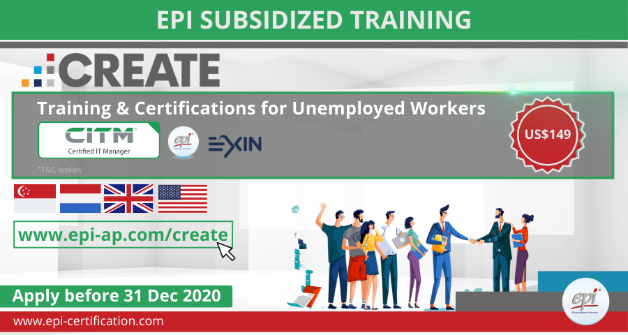 Help us reach as many people as possible. Like/Share and/or tag people/agencies that would benefit!

More info at epi-ap.com/create

<a href="/EXINglobal/">EXIN</a> 
#datacenter #datacentre #epigroup #CITM #EPICREATE #certification #subsidized #training #employment #jobs #announcement #exin