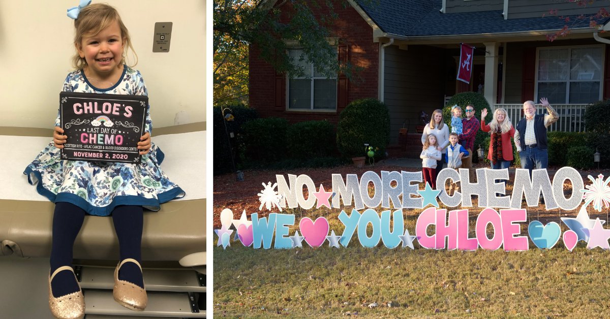 BrainTumorKids's tweet photo. Diagnosed w/ a #braintumor at 1, Chloe recently finished chemo — and got a special treat when dad, who serves in the military, was able to come home in time to celebrate! Thank you to everyone who donated today so that more kids have a chance to ring the bell 🔔 #GivingTuesday https://t.co/3gsvNv8lTQ
