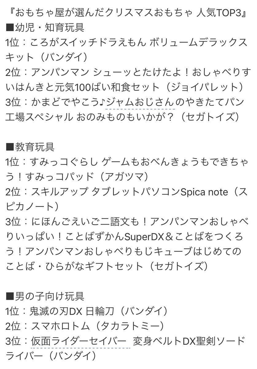タォニァ ソードライバー 3位か 日輪刀だけなら鬼滅人気とそれに乗った転売屋人気の方が上だったとも言えるけど ポケモンにも負けてるとなるとやっぱ作品自体の人気の問題なのか 他の聖剣と人気表が割れてるってのもあんま考えられないしな 仮面 タォニァ ソードライバー 3位か 日輪刀だけなら鬼滅人気とそれに乗った転売屋人気の方が上だったとも言えるけど ポケモンにも負けてるとなるとやっぱ作品自体の人気の問題なのか 他の聖剣と人気表が割れてるってのもあんま考えられないしな 仮面