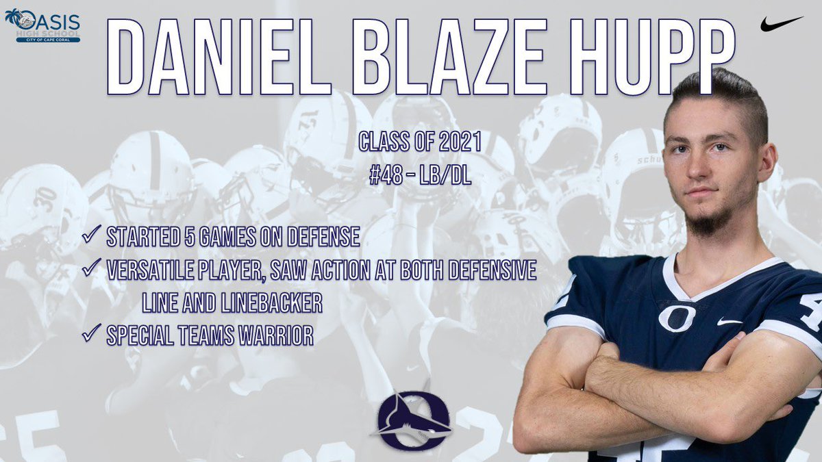 SharksOasisFB's tweet photo. 🦈Class of 2021🦈
@blaze_fishing
🔹Tough & selfless!
🔹Career high 5 tackles in one game
🔹Weight room & special teams warrior
Profile & Hudl link: https://t.co/XqbLPVZee3
DM for academic info!
🦈🏈🔥
#TheHunt #GoSharks #RecruitTheTranscript #RecruitOasis https://t.co/U1a5xpPsbG