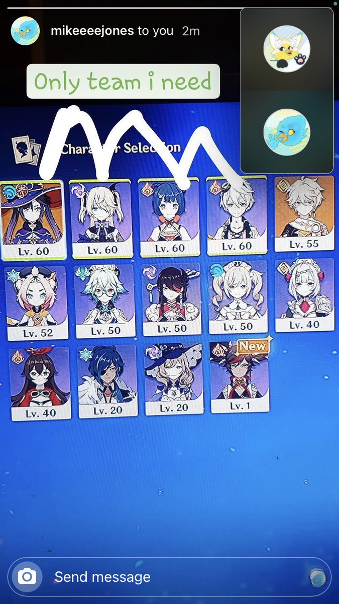 KazooTheBlue's tweet photo. My boyfriends team and characters. I’m jealous 😞 #GenshinImpact https://t.co/PgfwTtPwJ2