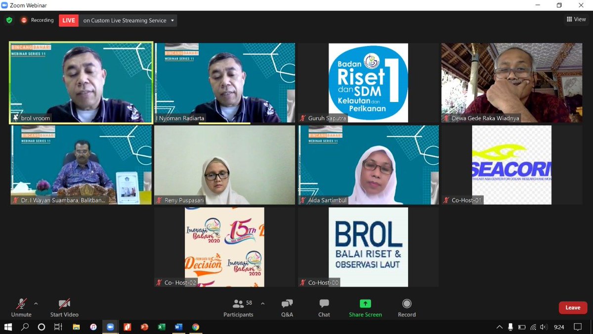 pusriskel's tweet photo. Serang (2/12/20) #Kapusriskel @in_radiarta Membuka dan memberikan arahan dalam Bincang Bahari seri 11 @RISET_PERANCAK 
@brsdm_kp @kkpgoid @sjariefwidjaja https://t.co/51huKzQGuQ