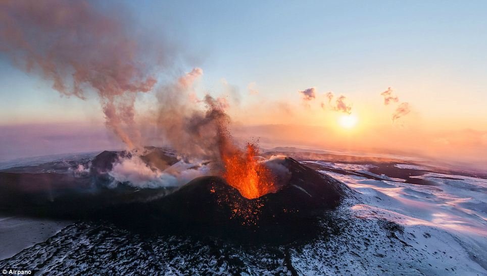 There are lots of dormant volcanoes in Antarctica, and two active ones. The Deception Island volcano has entirely subglacial eruptions & a steaming caldera.Mount Erebus is one of the only volcanoes with a constant lava-filled crater.
