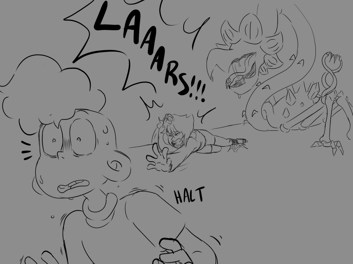 these are super quick sketches but I was thinking of DB AU in season 1/2, y'know when SU used to be "monster of the week" kinda thing! (1/2) con't below 