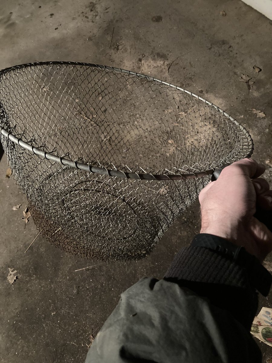 CD12Josh's tweet photo. Bought the family farm in 2016. Since then, been using the old car garage for storage. Tired of scraping windshields every morning all winter. Decided time to clean it out. The first gem: Metal fish net. Not sure on the vintage. But also have replacement nets for it. https://t.co/DP0GFSOH4l