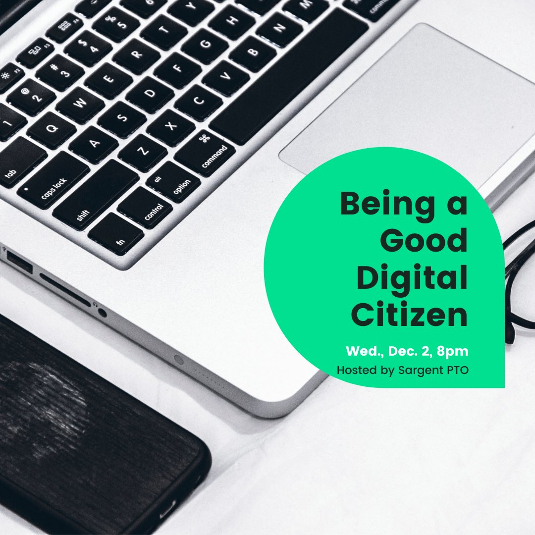 Are you wondering how to keep kids safe online? What does it mean@to be a good "digital citizen"? What is the best way to handle online bullying?

Sargent PTO is hosting an interactive discussion on Weds 12/2 @ 8pm on online learning &amp; communication. 

us02web.zoom.us/j/4662434595?p…