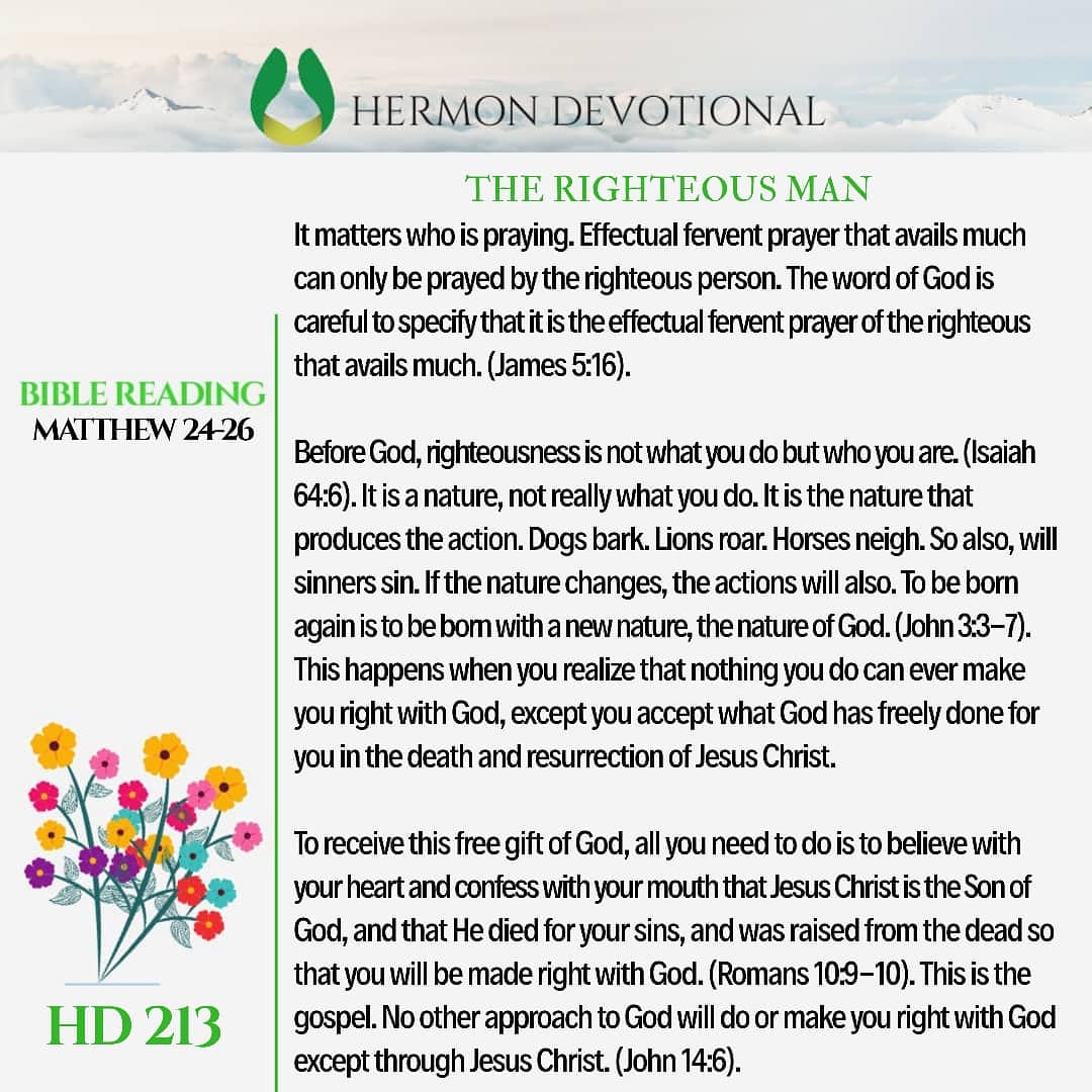 PNikemefuna's tweet photo. THE RIGHTEOUS MAN
#hermondevotional
#TheRighteousMan
@HermonCentre https://t.co/JYheTjHmsq