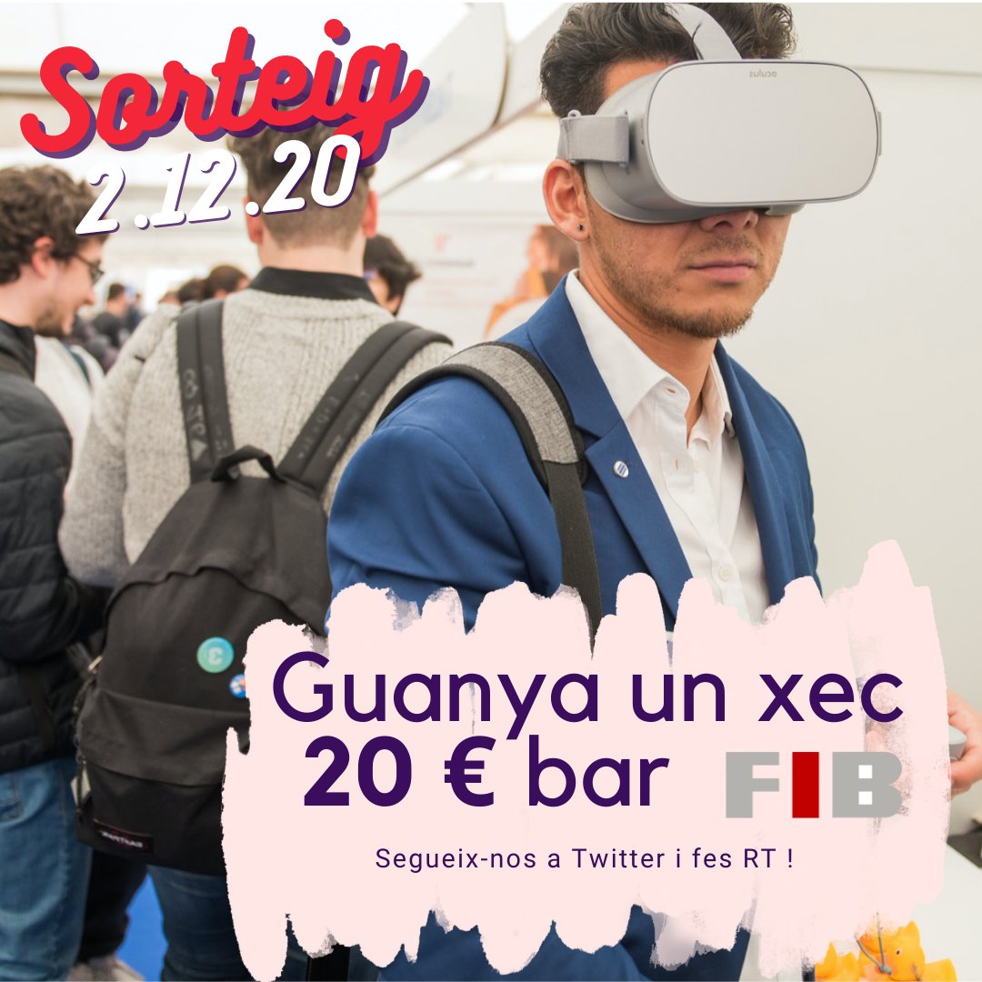 Quin èxit! Ahir van sortir 3 guanyadors del primer sorteig … ! Avui toca el segon i aquest cop és per Twitter - segueix-nos i fes RT per guanyar un xec de 20 euros! <a href="/fib_upc/">FIB - UPC</a> 

<a href="/la_UPC/">Universitat Politècnica de Catalunya (UPC)</a> <a href="/UPC_IR/">UPC International Relations</a> <a href="/FIBfacts_UPC/">FIB Facts</a> <a href="/fibernalia/">Fibernalia</a>