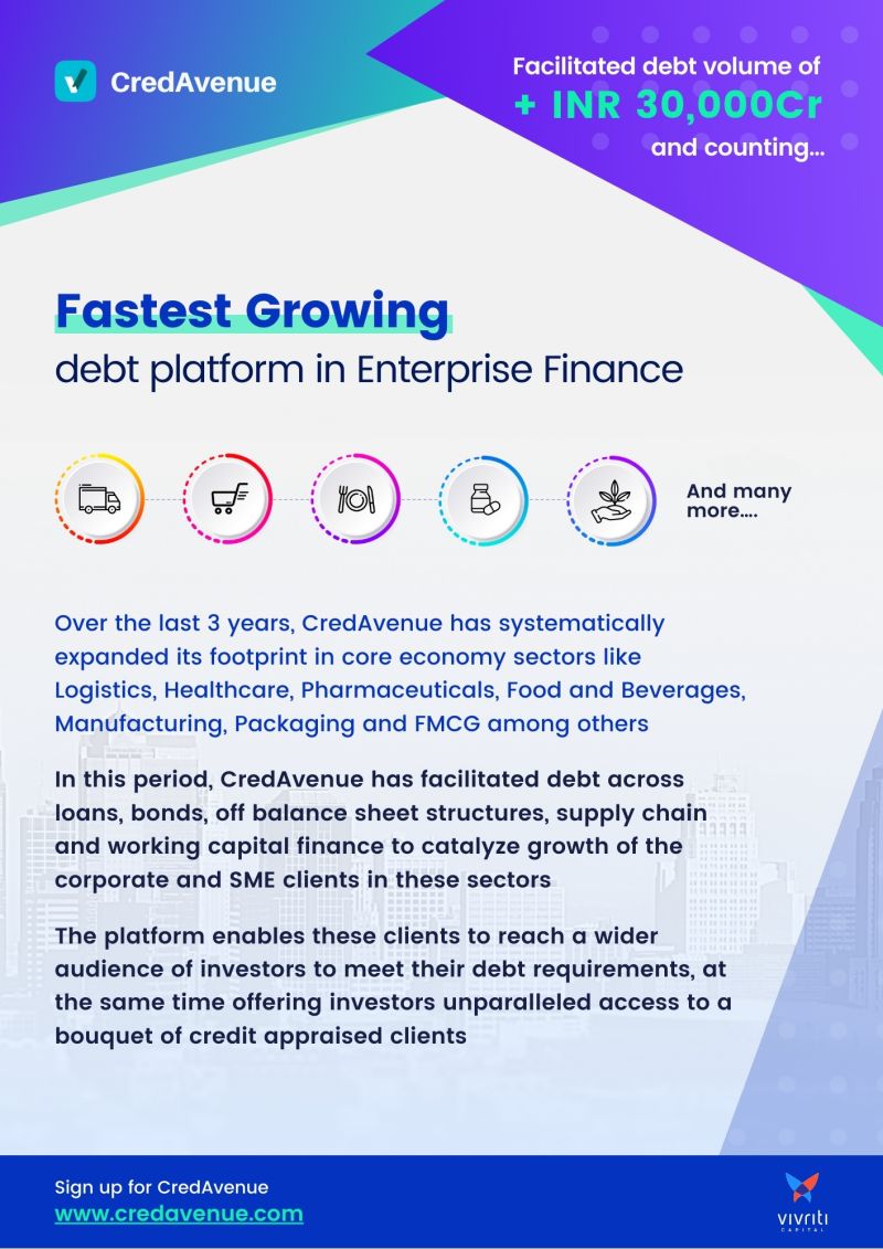 #credavenue India’s largest corporate debt platform with a lender base of 250 lenders &amp; debt volumes of INR 30,000 crores and counting with innovative product structures across multiple sectors and investors.
#debtmarket #structuredfinance #fintech #debtcapitalmarkets