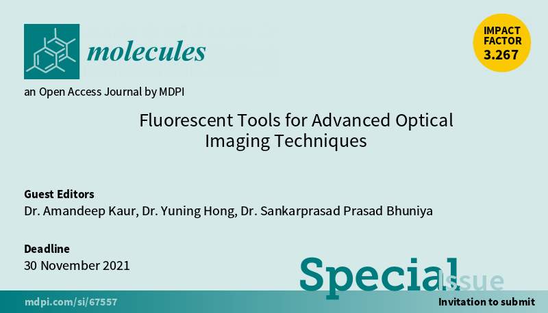 Molecules_MDPI's tweet image. 📢 New Special Issue Open for Submissions: Fluorescent Tools for Advanced Optical Imaging Techniques
✏️ Guest edited by Dr. Amandeep Kaur, Dr. Yuning Hong and Dr. Sankarprasad Prasad Bhuniya
🔗 mdpi.com/journal/molecu…
📌 #Fluorescence #Bioaccessibility #Spectroscopy