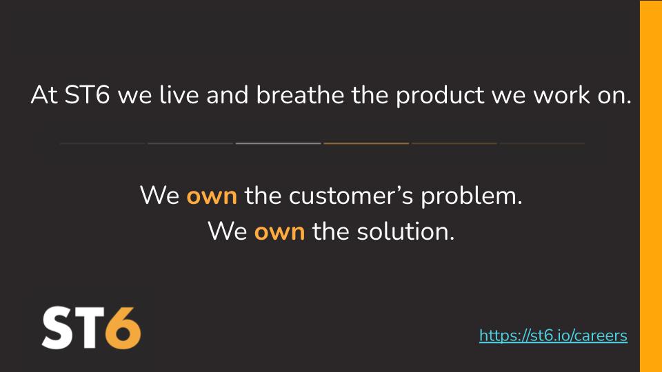 st6io's tweet image. Become an ST6er. We’re recruiting at bit.ly/3hwgf4i
#extremeownership #teamextension #keyprinciples #craftwithpassion #peers #recruiting #applynow #careers #ST6 #thisishowwedoit #thisiswhatwedo
