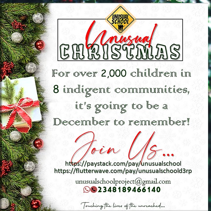 msilori's tweet photo. @TundeTASH All I want for Christmas is to make these children and their families have an UNUSUAL CHRISTMAS. https://t.co/lCJWofxIrs