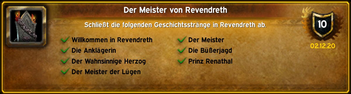 Daveius's tweet image. Ich habe gerade den Erfolg "[Der Meister von Revendreth]" bekommen! #Warcraft