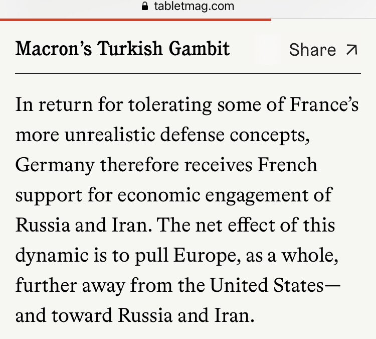Another strange example: I actually cannot find where this idea of a current economic compensation for Germany in Iran comes from. There is no data or facts to support this assertion.