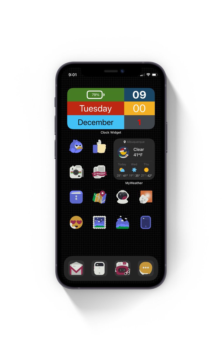 basicitizen's tweet photo. Color mini badd #iphone12mini #iconboard icons #dehoy #ios14 #nojailbreak #colorwidget #myweather https://t.co/7xg55XNeH8