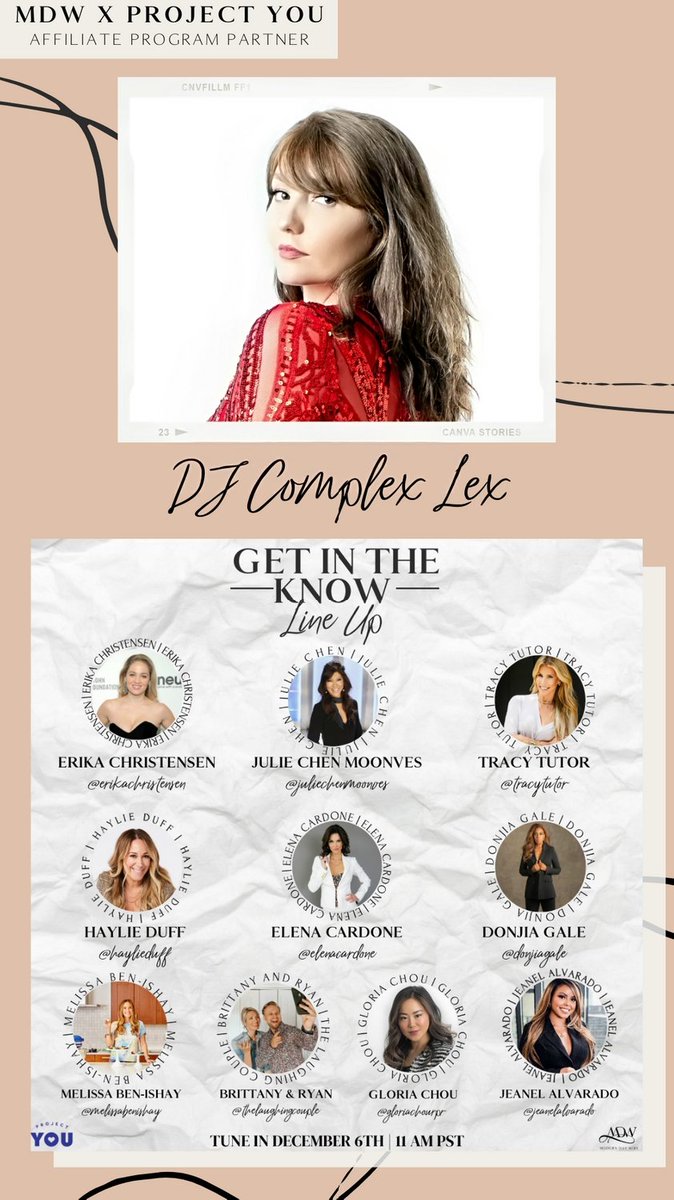 djcomplexlex's tweet image. Happy December! ❄
I'm so excited to DJ and partner up again w/ @TheModernDayWife &amp;amp; @IAmProjectYou for their 'Get In The Know: A Virtual Brunch &amp;amp; Learn Event' this Sunday at 11am PST 🙂
Can't wait to hear from this celebrity panel!
Ticket link! buytickets.at/themoderndaywi…