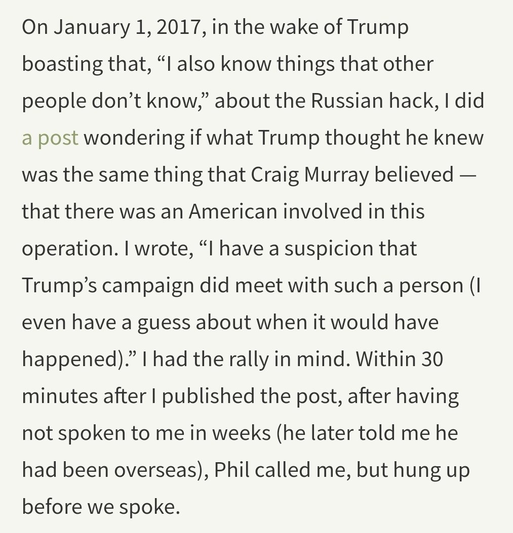 Craig Murray doesn't deny meeting with "Phil" at American University in September 2016. He certainly didn't meet with  @volf_the...