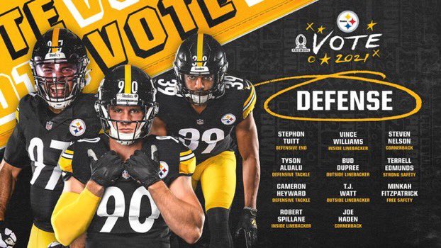 LosSteelers's tweet image. Esta defensa 🔥

¡Dale Retweet para votar!
1️⃣RT = 1️⃣ #ProBowlVote para:
@Nelson_Island
@joehaden23
@rell_island6
@minkfitz_21
@14rspillane
@Bud_Dupree
@_TJWatt
@DOCnation_7
#TysonAlualu
@CamHeyward
@VinnyVidiVici98