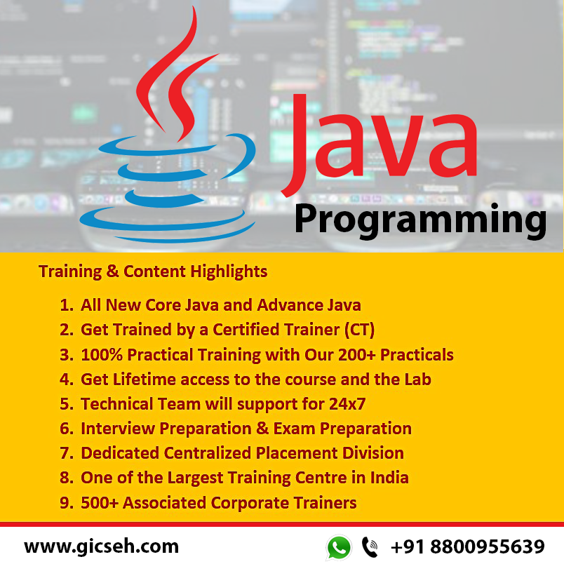 gicseh's tweet image. Java is one of the most famous and widely used programming languages out there. Learn Java with GICSEH and kick start your career.
Join the upcoming batch of GICSEH now !!!
#JavaApplicationDevelopment #gicseh
#JavaDevelopment #JavaProgramming