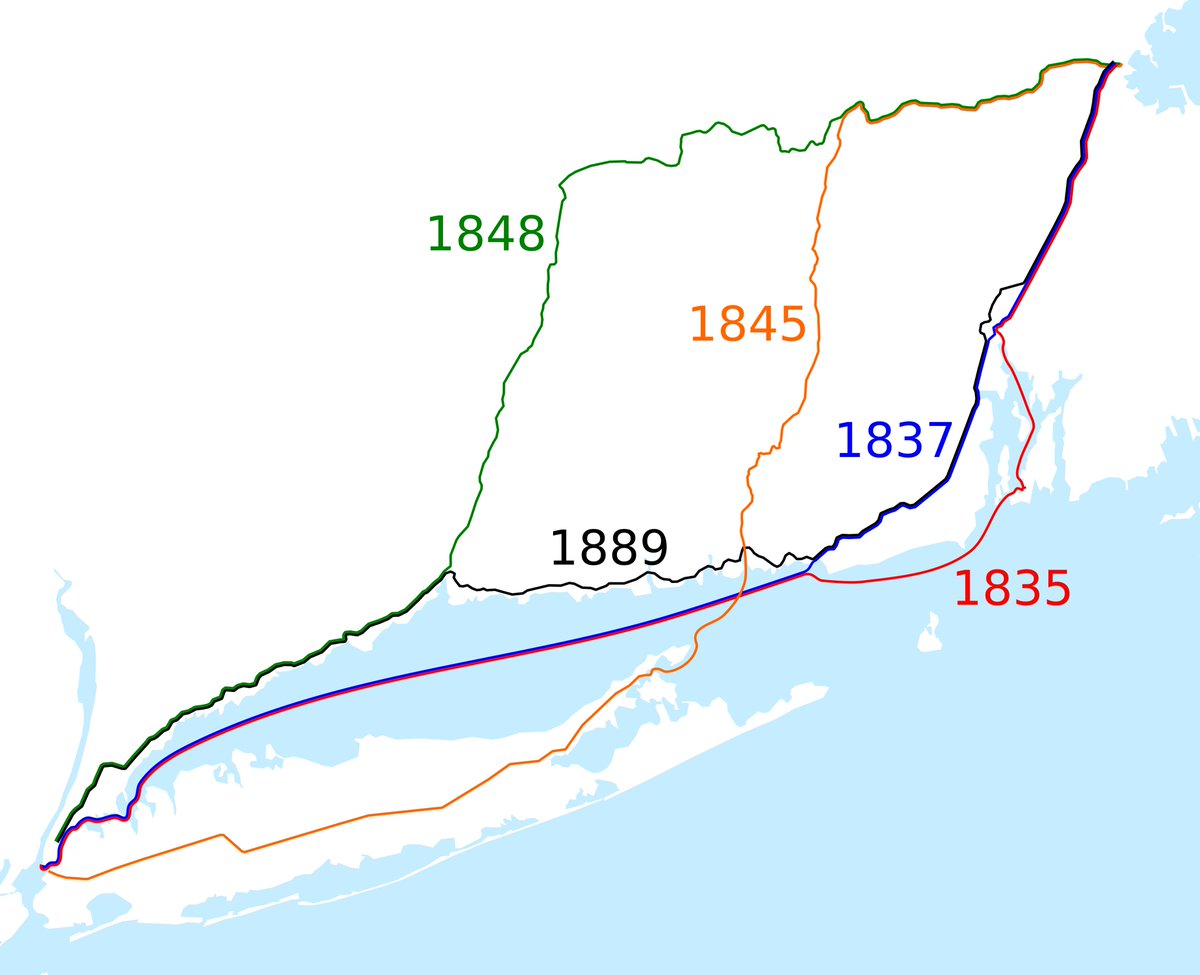 The New York &amp; New Haven RR opened 1848, final link in an all-rail inland route via Springfield. Most of the shore line east from New Haven opened 1850s but required ferries at Saybrook &amp; New London; it wasn't until 1889 that the Thames River Bridge made today's route fastest.
