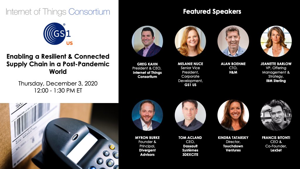 Looking forward to being part of an incredible panel THIS THURSDAY as part of the @iotconsortium ’s Retail Innovation series on ‘Enabling a Resilient &amp; Connected Supply Chain in a Post-Pandemic World’, Email marketing@iofthings.org if you’d like attend.
