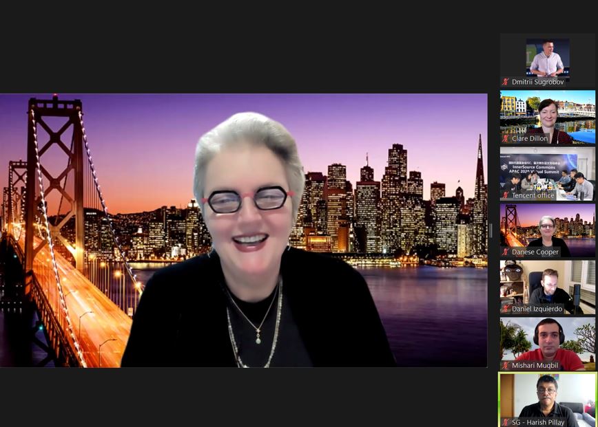 InnerSourceOrg's tweet photo. Our president and founder @DivaDanese wishing everyone a Happy #InnerSource Day. Every day is a happy day with InnerSource - wishing you a good one! #ISCsummit https://t.co/ydHWwfCAc3