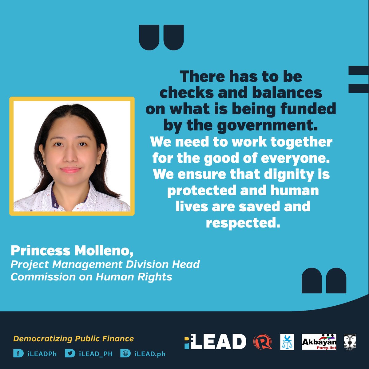Princess Molleno, Head of Project Management,  @chrgovph, says that the budget has to be designed to ensure that human rights and dignity of people are protected. She says increasing the agency's budget will allow them to perform their mandate instead of being a "toothless tiger".