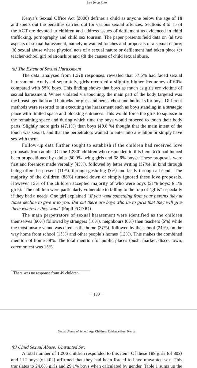 26. We must not forget, boys are also abused sexually by adult women and men and their peers too (girls). A whole new crucial debate. Today, we have mainly focussed on young girls. Especially insightful is a 2009 study by Sara Jerop Ruto, FREE on the net: https://bit.ly/3qinMsv&nbsp;