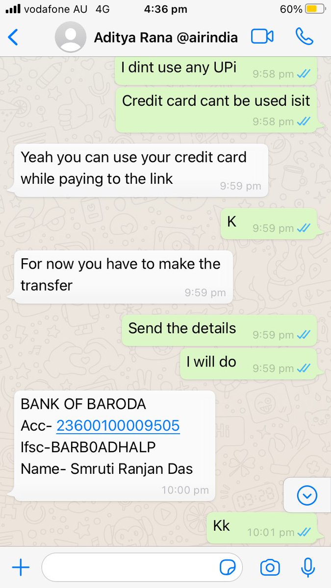 Babithj's tweet photo. @FlyWithIX @airindiain @HardeepSPuri @MoCA_GoI @AAI_Official @MEAIndia @ThePeopleOfIN @Voice_For_India @DARPG_GoI @IndianDiplomacy @indiandiplomats @PMOIndia @DelhiPolice @ArvindKejriwal @AmitShah can you please help in identifying @Adirn1996 who is fooling people in the name of @airindiain #vandebharathmission ,He ask advance payment in to his personal account and hide ,though he reply Twitter looping @HardeepSPuri we thought genuine https://t.co/IeCMqhB2xR