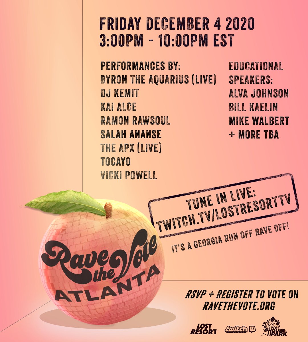 Yes fam we're coming to ATLANTA.

This Friday Dec 4! DJ sets and educational programming all day long!

It's a Georgia Run Off Raaaaave Offfff Fire

<a href="/kaialce/">Kai Alcé</a> <a href="/Aquariusmusiq/">BYRON THE AQUARIUS</a> <a href="/ramonrawsoul/">Rawsoul</a> <a href="/HITPAtlanta/">House In The Park</a> <a href="/ThatAlvaJohnson/">@ThatAlvaJohnson.bsky.social 🪷 💎🥂 👏🏾</a> and more.

TUNE IN: Streamlink.to/LostResortTV
