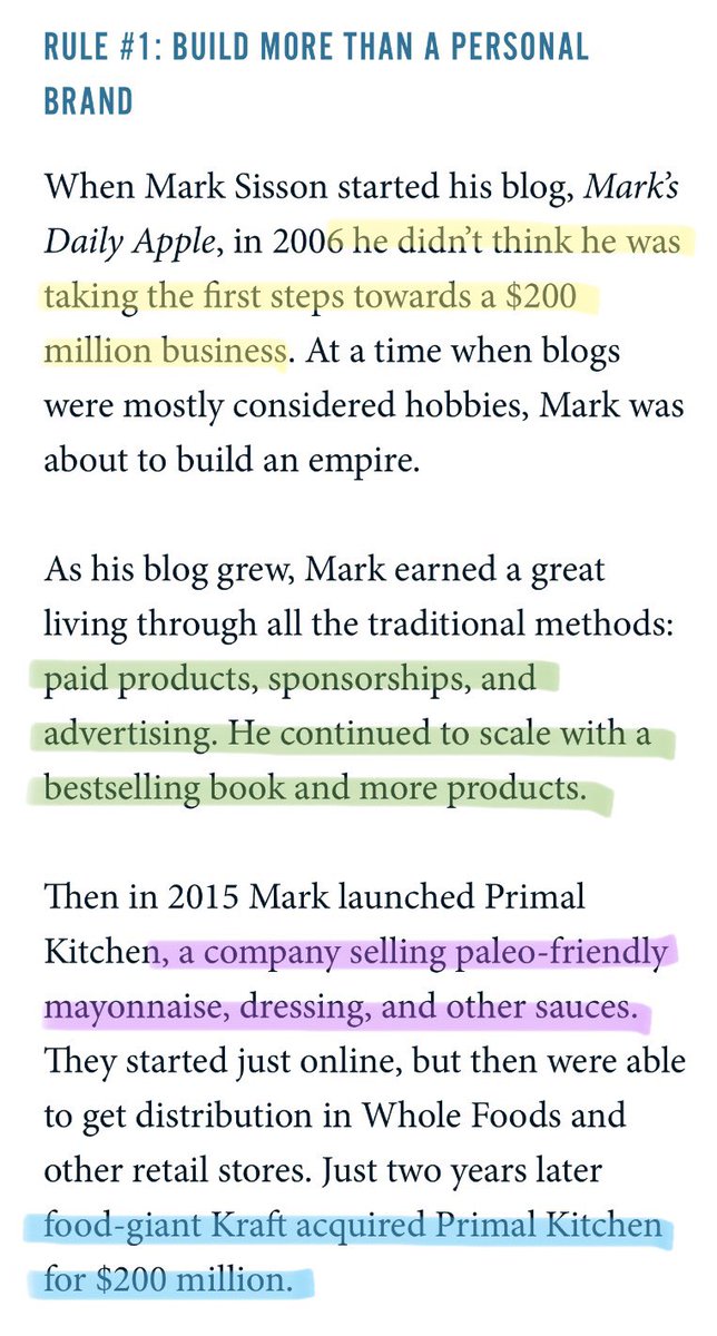 For inspiration, creators should be looking at Glossier (valued at $1.2 billion) and Primal Kitchen (sold for $200 million). Both companies started with individual creators, but eventually transcended them and generated tons of wealth as a result. (h/t  @nathanbarry)