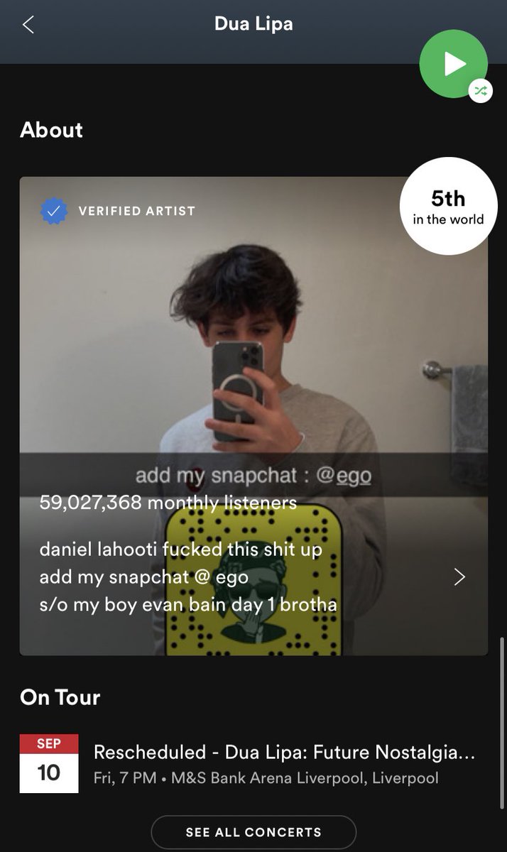 Ariana Grande Updates On Twitter Artist Accounts All Over Spotify Seem To Be Getting Hacked Including Dua Lipa To Lana Del Rey